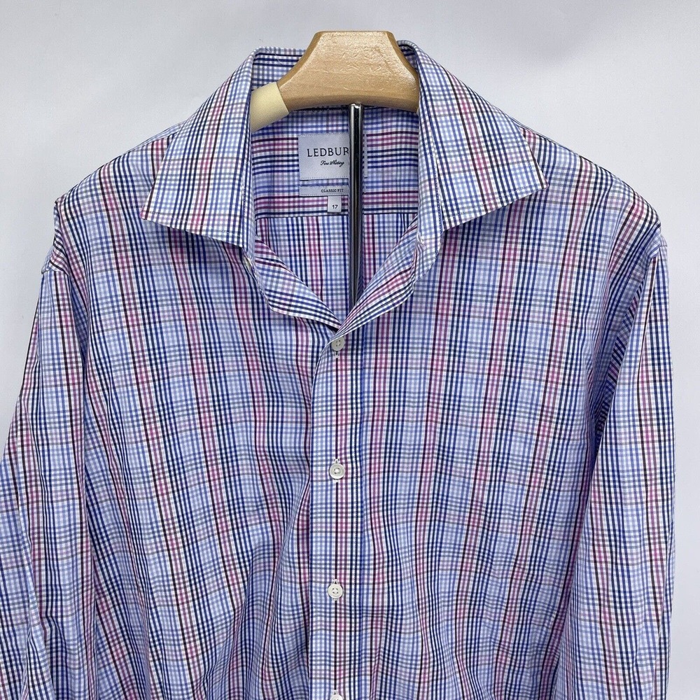 Sz 17 Classic Fit Ledbury Long Sleeve Button Down Dress Shirt‎